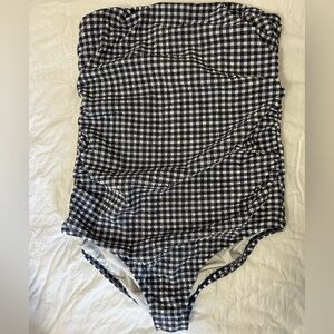 J. Crew Navy and White Gingham One Piece